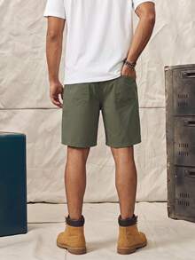 Norleigh Men Drawstring Waist Denim Shorts Summer Jorts - Green - View 2