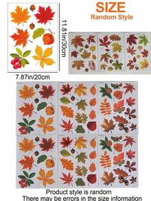 Warm Tone Thanksgiving Static Window Stickers, Leaf Window Decals, Double-Sided Maple Leaf Stickers, Suitable For Cabinet Doors, Bathroom Glass Windows, Home Decor, Electrostatic Adhesion - Maple Leaves - View 10