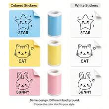 Self‑Adhesive Continuous Paper Rolls, Color & White Background, For Mini Portable Label Printer, DIY Journal Sticker, Classification Marking - Multicolor - View 6