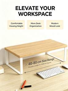 1pc Desktop Computer Monitor Stand Riser, Back To School Essential, Monitor Stand, Office Desk Storage Organizer Rack, Desktop Accessory, Suitable For Home And Office Desk, Laptop Stand, Office Supplies Organization And Storage, Autumn Home Decor - Multicolor - View 2