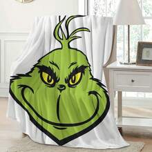 The Grinch بطانية فلانيل فرو خضراء، بطانية فلانيل ناعمة دافئة سميكة للشتاء، بطانية قيلولة مكتبية برسومات كرتونية أنمي لطيفة. بطانية دافئة للتخييم في الهواء الطلق، بطانية سرير دافئة للشتاء، بطانية أريكة، بطانية سفر، بطانية سرير، بطانية تكييف هواء، بطانية شال دافئة لمقعد السيارة، هدية عيد الميلاد للعائلة والأصدقاء، زي هالوين - متعدد الألوان - مشاهدة 3