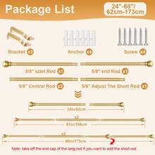 Gold Curtain Rods For Windows 28 To 48 Inch, Adjustable Curtain Rod Set With Brackets Easy Install, Decorative 5/8" Drapery Rod, Heavy Duty Curtain Rods For Bedroom, Kitchen, Living Room - Vintage Round Ball - Gold - View 16