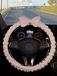 1PC Cute Style Car Steering Wheel Cover Interior Bow Decor Non-Slip Anti-Freeze Grip - Multicolor - View 12