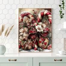 1PC DIY 5D Diamond Painting Kit Christmas Floral Pattern - Round Full Drill Art Mosaic Craft, Home Wall Decor, Unframed - No Frame - View 3