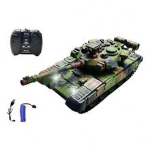 Tanque Guerra Controle Remoto Carrinho Bateria Recarregável - Verde Militar - Visão 3