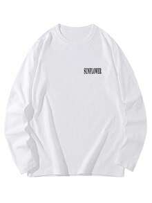 Women's Fashion Autumn/Winter Loose Versatile Letter & Sunflower Print Long Sleeve T-Shirt Casual - White - View 8