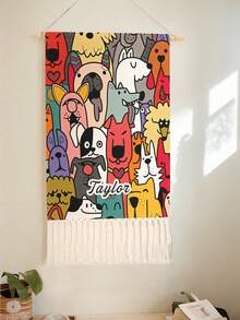 1pc Personalized Custom Tassel Wall Hanging Tapestry, Wall Decor Tapestry, Valentine's Day, Father's Day, Mother's Day Gift, Wedding Souvenir, Home Decor Custom Tapestry - Multicolor - View 12