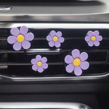 5 Peças Clipe de Fragrância de Ventilação de Ar de Carro com Margarida Fofa, Clipe Decorativo de Ar-Condicionado de Carro, Ornamento de Decoração de Interior de Carro com Flor, Decoração de Fragrância de Carro - A - Visão 4