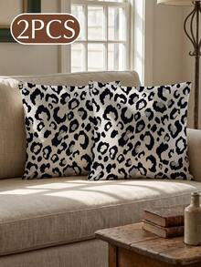 1/2件黑色豹紋枕套（無填充），床上用品，柔軟親膚面料，舒適透氣，可機洗，適用於床鋪、客廳、臥室裝飾、房間裝飾、宿舍床上用品、秋季裝飾，標準/Queen/King尺寸 - 彩色 - 查看 13
