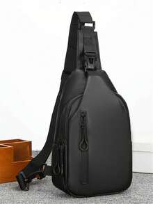 Versatile Men's Shoulder Crossbody Chest Bag - Black - View 5
