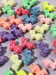 10/20/60PCS Unicorn Beads For DIY Jewelry Making, UV Plated Acrylic Spacer Beads With 3mm Hole, Suitable For DIY Bracelets, Necklaces, Beaded Pens And Handmade Accessories - Multicolor - View 4