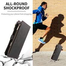 eaacaa A Retro Flip Phone Case With Multiple SIM Card Slots And A Dual Coin Pocket Compatible With Apple 17e/17ProMax/16ProMax/16Pro/16Plus/15ProMax/15plus/13ProMax/13Pro/14ProMax/14Pro/A26/A36/A56, A5, And G06. It Features A Wallet Function, A Wrist Strap, A Stand, Anti-Demagnetization, And Is Drop-Proof And Theft-Proof. - Black - View 8