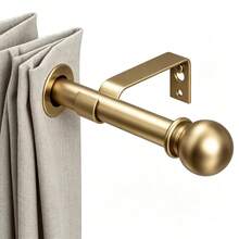 Gold Curtain Rods For Windows 28 To 48 Inch, Adjustable Curtain Rod Set With Brackets Easy Install, Decorative 5/8" Drapery Rod, Heavy Duty Curtain Rods For Bedroom, Kitchen, Living Room - Vintage Round Ball - Gold - View 3
