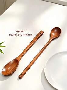 3pcs Long Handle Spatula Set, Long Handle Stir-Fry Spatula, Small Wooden Spoon Non-Stick Wooden Spatula, Soup Ladle, Durable Stirring Spoon, Heat-Resistant Cooking Spatula And Spoon Kitchen Utensil Set, New Home Decoration Gift - Multicolor - View 12