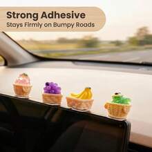 4pcs Fruit Basket Car Decor Ornaments With Adhesive Pads, Suitable For Car Interior, Center Console, Desktop Computer Screen, Office Workstation Decoration - Fruit Basket Decor - View 8