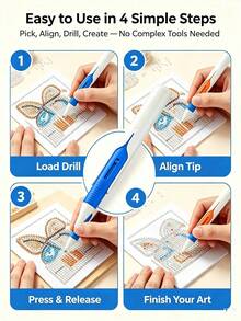 1pc Automatic Diamond Painting Pen, Comfortable Grip, Quick Pickup And Release, Ergonomic Non-Slip Handle Design, Ideal Tool For DIY Diamond Painting Crafts, Diamond Art Tool, Suitable For Canvas, Cards, Nail Art DIY - A - View 4