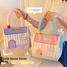 1 buah Tas Bekal Makan Siang Portabel Berinsulasi Kapasitas Besar, Tas Bekal Persegi Panjang Motif Rumah Lucu dan Estetis, Hadiah Natal, Tas Bekal Musim Dingin untuk Sekolah, Kerja, Liburan, dan Pelajar yang Dapat Digunakan Kembali - MultiWarna - View 12