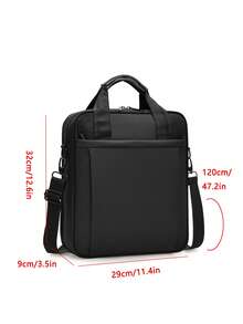 1pc Large Capacity One Shoulder Crossbody Messenger Bag, Anti-Theft Zipper Layer Vertical Handheld Office Document Bag For Business - Black - View 13