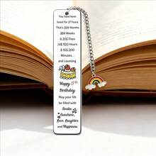 2pcs Colorful Pattern Metal Bookmarks "17th Birthday Commemoration" Creative Customized Gift, Birthday Blessing Souvenir Gift For Son And Daughter, Highly Commemorative Time Countdown Page Clip, Exquisite Gift For Reading Enthusiasts And Book Lovers, Anniversary Holiday Party Decoration Gift - Rectangle - View 3