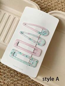 Cute Printed BB Hair Clips, Colorful Dopamine Side Bangs Hair Clips, Sweet Girl Hair Accessories, Autumn New Arrival - Bright Colors - View 12