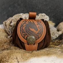 Medieval Viking Coin Purse Dice Bag Hangable Waist Bag Unisex Leather Drawstring Coin Pouch Cosplay Accessories Props,Halloween - A - View 2