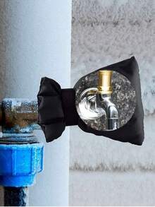 1pc Outdoor Faucet Cover, Used For Winter Freeze Protection, Pipe Insulation And Backflow Prevention, Essential For Severe Winter - Black - View 8