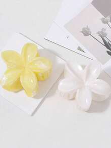 2pcs/3pcs/4pcs Women Acrylic Ombre Large Flower Hair Claw,Minimalist Elegant Bun Clip Accessory,Suitable For Casual,Travel - Multicolor - View 3