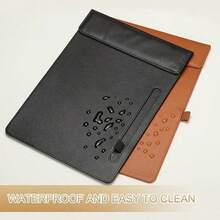 1pc A4 Leather Clipboard Meeting Pad Office Supplies A4 Folder Gold Foil Signature Board - Multi - View 2