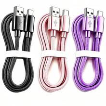 Kabel Data Pengisian Cepat USB C, Kompatibel dengan Ponsel dan Perangkat Android, Kabel Pengisian Cepat USB-A ke Type-C (3.3/6.6/10 kaki Jalinan Nilon), Kompatibel dengan , dan Kabel Pengisian Daya Ponsel Android Lainnya, Cocok untuk Lingkungan Dalam/Luar Ruangan/Perjalanan dan Mobil - 3 buah warna Hitam + Merah Muda + Ungu - View 1