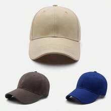 Solid Color Cotton‑Blend Baseball Cap, Classic Curved Brim Sun Hat, Casual Face‑Flattering Hat For Outdoor Sports Travel Daily Street Wear - Multicolor - View 9
