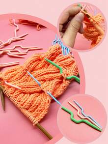 30pcs V-Shaped Cable Knitting Needles, 3 Sizes Set, 10 Packs Total, Fix Loops While Knitting, Create 3D Cable Texture, Beginner-Friendly, Suitable For Sweaters, Scarves, Hats And Other Knitting Projects, Essential Knitting Accessory For Yarn DIY Crafts - V-shaped Crochet Hook 3-piece Set - View 9