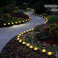 Aesthetic Embedded Solar Ground Light, Soft Warm Color LED Buried Round Disc Lamp, Weather-Resistant Yard Decoration, Suitable For Camping Sites, Garden Edges Night Atmosphere Decor - Black - View 2