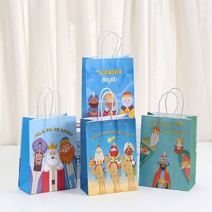 20/10/4pcs Three Kings Day Gift Bags Printed Holiday Gift Bags, Exquisite Tote Bags, Shopping Bags, Storage Bags, Suitable For Party Decoration, Holiday, Gathering, Shopping