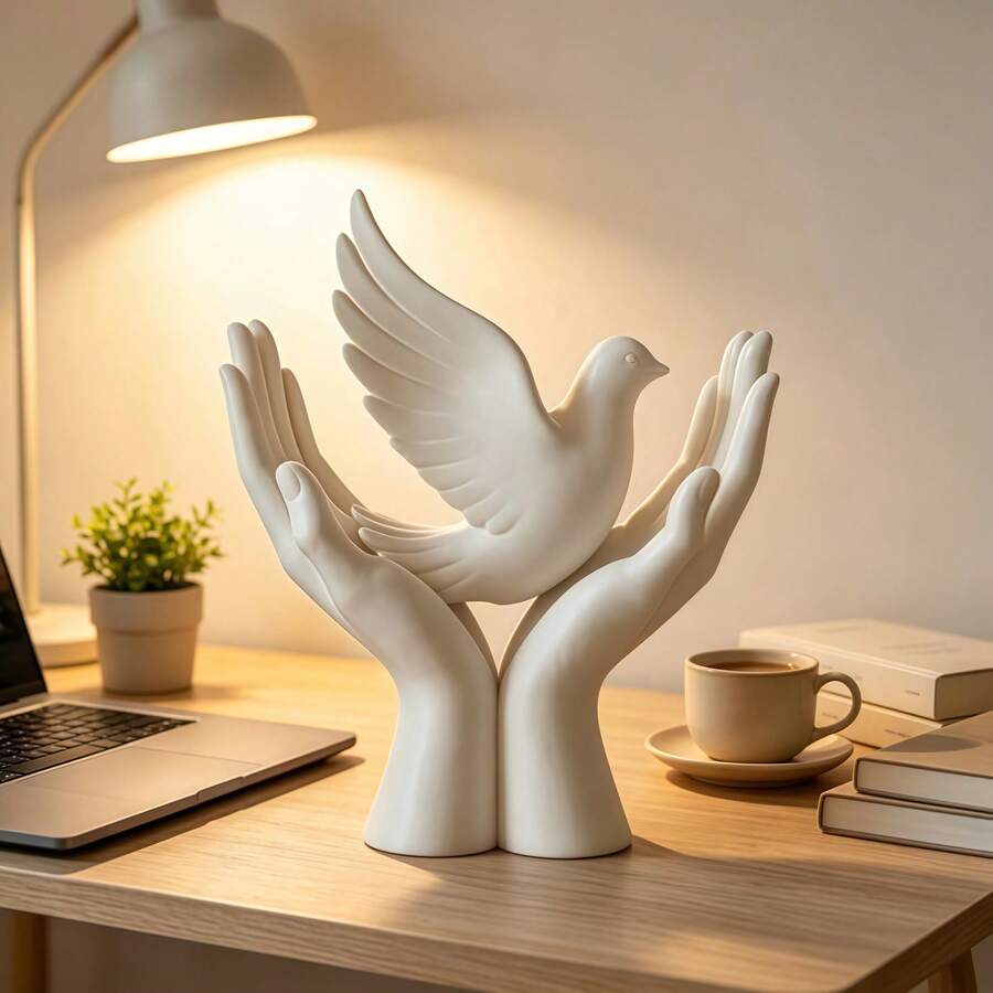 1pc Mini Peace Hand Statue Decor, Decorative Craft, Warm Home Decor, Suitable For Easter, Valentine's Day, Christmas, Halloween, And Decorating Study And Desk. This Is A Perfect Gift For Friends, Suitable For Party And Holiday Decoration.