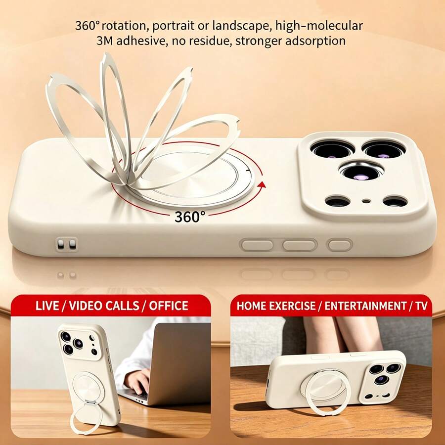 Ultra-Thin 360° Rotating Self-Adhesive Phone Stand, Invisible Portable Strong Back-Adhesive Multi-Function Phone Ring Holder - Silver - View 1