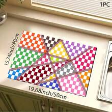 2D Colorful Plaid Print Pattern Drainage Mat/Absorbent Mat/Drying Mat For Coffee Machine And Tableware - Absorbent Polyester Desktop Protector With Rubber Non-Slip Backing, For Kitchen Countertop Decoration - Home Bar And Dining Table Placemat - Multicolor - View 9