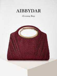 AIBBYDAR Women's Evening Bag Red Shiny Glitter Pleated Handbag Evening Dress Matching Handbag Holiday Business Commute Versatile Women's Crossbody Bag Portable Makeup Bag Wallet Casual Minimalist Ball Party Holiday Gathering - Red - View 1