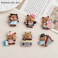 3/6/12pcs Cute Capybara Music Theme Refrigerator Sticker Cute Cartoon Dolphin Resin Magnet, Home Refrigerator Decoration Magnet, Gift For Friends And Family - Multicolor - View 12