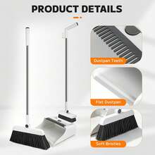 3-In-1 Foldable Broom And Dustpan Set, Multi-Functional Cleaning Tool, Suitable For Living Room, Bedroom, Bathroom, Carpet And Hardwood Floors, Durable Plastic, No Shedding, Perfect For Home, Office, School And Dorm, Ideal Christmas Gift - Broom and Dustpan Set - View 6