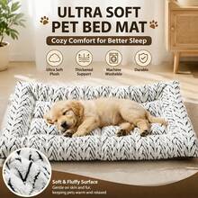 Pet Plush Mat, Suitable For Large, Medium And Small Dogs And Cats, Ultra Soft Fluffy Supportive Padded Dog Bed Mat, Machine Washable Durable Non-Slip Warm Sleeping Pad, Suitable For Indoor Home Sofa And Floor - Black and White - View 3