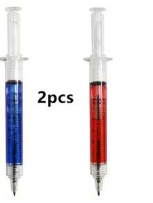 2/4/6pcs Creative Personalized Office Stationery, Syringe-Shaped Ballpoint Pens, Double-Sided Use Syringe-Shaped Ballpoint Pens - Novelty Fun Multicolor Syringe-Shaped Ballpoint Pens, Creative Gift Suitable For Nurses And Doctors, Perfect Choice For Birthdays, Parties And Nurses Day - Various - View 10