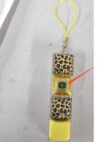1PC/Random Color In Stock 4-Key Macaron High Transparency Linear Mechanical Keyboard Square Keychain Finger Press Stress Relief Toy Leopard Print Great Tactile Feel Miniature Things Car Accessory Decor Keychain Key Chain Keyboard Fidget Fidget Toys - Yellow - View 8