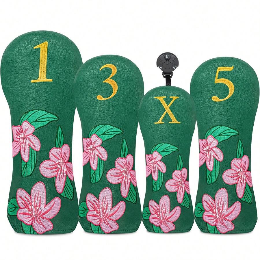 1PC Exquisite Golf Hybrid Headcover With Floral Embroidery. Made Of PU Material, It Shields Golf Club Head Against Scratches And Dust, Practical Accessory For Daily Golf Use. - Multicolor - View 1