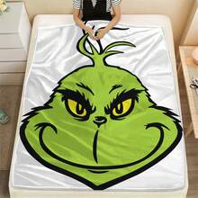 The Grinch بطانية فلانيل فرو خضراء، بطانية فلانيل ناعمة دافئة سميكة للشتاء، بطانية قيلولة مكتبية برسومات كرتونية أنمي لطيفة. بطانية دافئة للتخييم في الهواء الطلق، بطانية سرير دافئة للشتاء، بطانية أريكة، بطانية سفر، بطانية سرير، بطانية تكييف هواء، بطانية شال دافئة لمقعد السيارة، هدية عيد الميلاد للعائلة والأصدقاء، زي هالوين - متعدد الألوان - مشاهدة 4