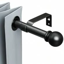 Black Curtain Rods For Windows 28 To 48 Inch, Adjustable Curtain Rod Set With Brackets Easy Install, Decorative 5/8" Drapery Rod, Heavy Duty Curtain Rods For Bedroom, Kitchen, Living Room - Vintage Sphere - Black - View 3