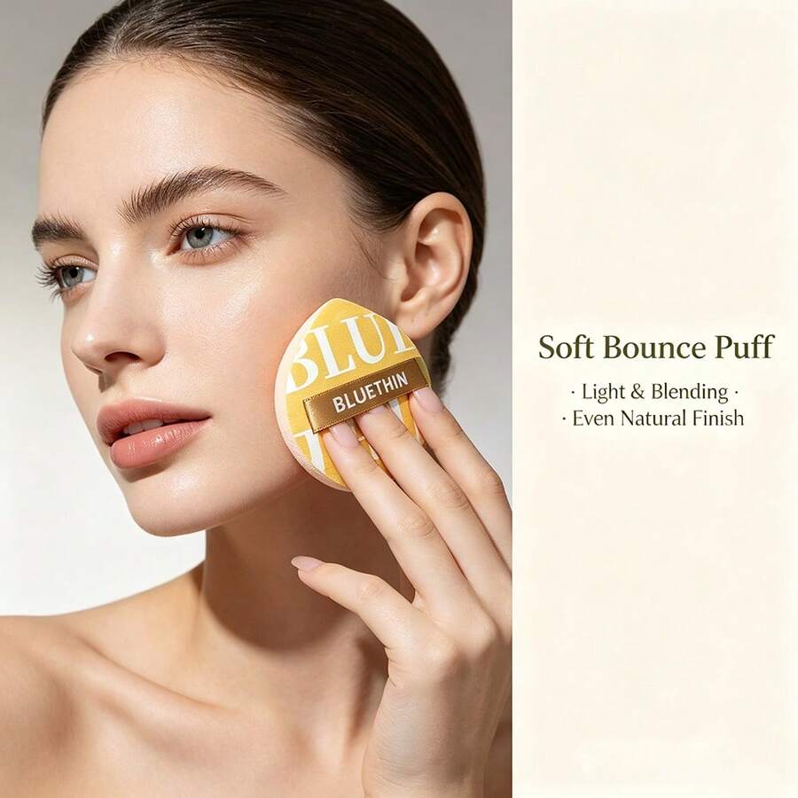 BLUETHIN 2pcs Large Dry & Wet Dual-Use Makeup Powder Puff, Soft & Skin-Friendly, Even Powder Application, Portable Travel-Friendly, Suitable For Various Makeup Looks, Super Adherent, Foundation Powder Puff Dry Makeup Tool - Multicolor - View 1