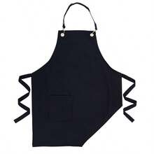 Multi-Color Customizable Logo Neck Apron, Cargo Style Style Premium Texture Apron, Adjustable Metal Buckle Shoulder Straps With Side Ties, Large Capacity Front Pockets, Asymmetrical Hem Apron, Barista Florist Hairdresser Baker Commercial Home Work Apron - Multicolor - View 8