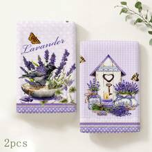 2/4/6/8PCS Lavender Kitchen Towels Set, Vintage French Provence Floral Print Dish Towels,Soft Absorbent Hand Towels With Purple Lavender Flower Design, Farmhouse KitchenDecor, Tea Towels For Home, Holiday Gift - Multicolor - View 13