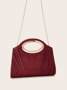 AIBBYDAR Women's Evening Bag Red Shiny Glitter Pleated Handbag Evening Dress Matching Handbag Holiday Business Commute Versatile Women's Crossbody Bag Portable Makeup Bag Wallet Casual Minimalist Ball Party Holiday Gathering - Red - View 7
