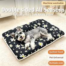 Double Sided Pet Bed Mat, All Seasons Waterproof Dog Crate Pad, Soft Warm Fleece Reversible Puppy Sleeping Mattress, Washable Anti-Splash Pet Cushion For Small Medium Dogs Cats, For Cage Sofa Car Floor Washable Crate Mat For Small Medium Dogs - Black and White - View 1